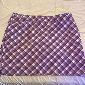 Purple plaid sport skirt, nylon sport fabric, size 12